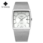 WWOOR Popular Square Men's Mesh Strap Watch Luminous Calendar Waterproof Watch 8831