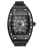 MISSFOX watches Richard personality full diamond barrel silicone with waterproof quartz men's watches