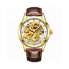 Mohdne Watch Leather Multifunctional Waterproof Gold Watch Dragon Watch Automatic Mechanical Hollow Men's Watch H666