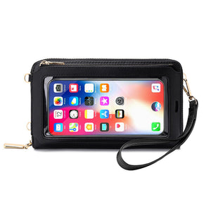 Touch screen mobile phone bag female diagonal RFID anti-theft brush multi-function shoulder transparent mini small bag wallet mobile phone bag SJ623