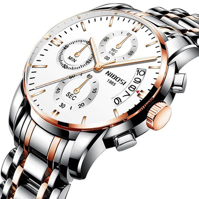 NIBOSI 2353 Fashion Sport Quartz  Men's Watches Full Steel Business Waterproof Watch with box gift for man