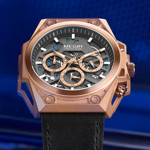 Megir men's watch stainless case multi-functional fashion watch timing waterproof sports quartz watch 4220