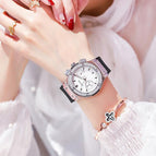 2021 Fashion Women Watches Lady Big Dial Rose Gold Wristwatches Waterproof Rubber Strap Rhinestone Bling Clocks Gifts for Women