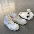 Canvas shoes women's thick-soled increase korean big-toed shoes 2021 new retro student white shoes 508