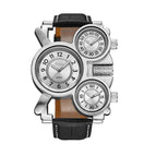 OULM watch for men quartz watch multi-time zone genuine leather quartz causal watch 1167