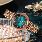 GEDI New Light Luxury Style Small Green Watch Waterproof Watch Ladies Personalized Independent Fashion Watch 8019 Steel strap