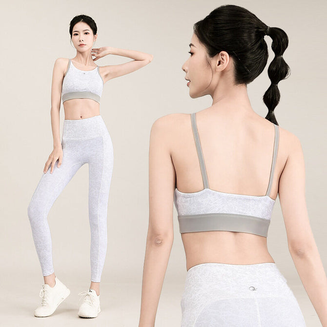 Yoga Fitness Suit Women's 2023 Summer New Running Gathering Vest Breathable Skinny Running Two-Piece Set ENY175