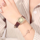 GUOU 8212 Fashion Brand Rectangle Leather Quartz Watch Clock Women Dress Rose Gold Wrist Watches For Woman Ladies Girls