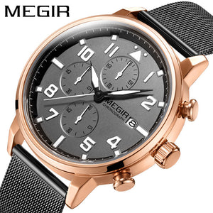 Megir Watch Men's Multi-Function Timing Waterproof Steel Belt Sports Quartz men Watch 2157