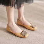 Flat fashion single shoes women's 2022 spring new Korean Square Head shallow mouth scoop shoes large flat bottom women's shoes 555-3