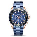 Megir Men's Watch Large Dial Chronograph Calendar Steel Belt Business Quartz Watch 2064
