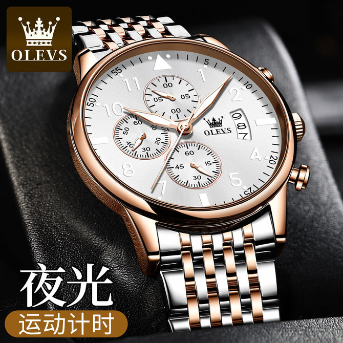 OLEVS Watch for men multi-functional luminous waterproof quartz men watch 2869
