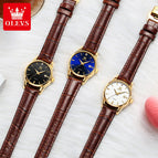 2022 OLEVS Women's Watch Automatic Mechanical Watch Luminous Waterproof Watch Ladies Fashion Leather Quartz lady casual Watch 6629