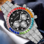 Pintime Crystals Watch Full Diamond Rhinestone men and women Calendar Three-Eye Multi-Function Watch Diamond PT2742