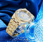 MISSFOX watch hip-hop high-end full diamond waterproof calendar men's watch V301 quartz watch