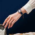 STARKING watch real diamond blue sandstone quartz watch trendy fashion watch women's leather watch