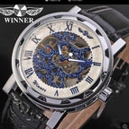 Winner Men's Fashion Roman Numerals Hollow Retro Belt manual mechanical men causal Watch SLZ37