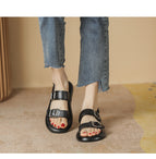 Sandals women's 2022 new all-match one word buckle sandals women's flat sandals women's thick bottom 0861-3