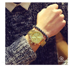 GUOU women's watch fashion trend large watch dial calendar Korean version steel band quartz watches for women men