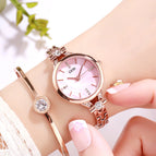 GEDI Fashion Waterproof Large Dial Steel Strap Women's Watch Student Minimalist Diamond Thin Strap Wrist Watch British Style 11028