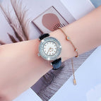 Scottie fashion diamond face temperament diamond watch ladies personality watch women's leather strap 9200