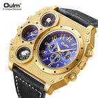 Oulm large dial men's watch athleisure leather compass fashion trendy quartz watch HP1349IPG