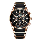 Reward Men's watch sports multi-functional three eyes calendar luminous waterproof steel quartz watch