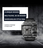Oulm Large dial quartz men's watch casual belt male watches personality square watch for men