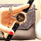 2021 new fashion women's watch personality watch ladies genuine presbyopia leather strap watch