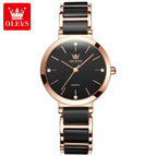 OLEVS 5877 Korean Fashion Korea Ceramic Waterproof for Women Quartz Watch