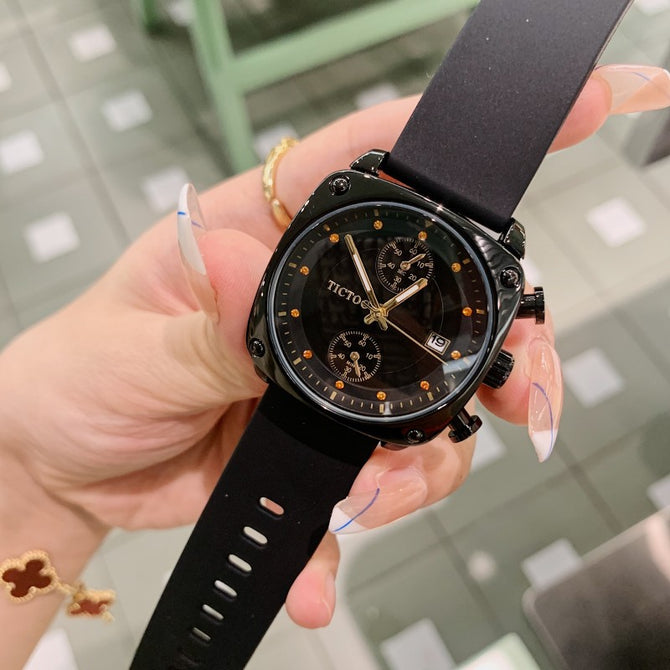 TT new Korean version ins square watch rubber strap calendar large dial female watch trendy fashion watch female temperament 77010