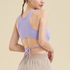 Back Hollow out Rope Yoga Clothes Sports Bra Women's Fitness Sports Tight Top Vest with Chest Pad MZ23