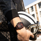 The new Megir square watch trend multi-function timing quartz watch men's leather men's watch 8106
