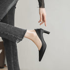 Thick heel shoes women's new fashion soft leather shallow mouth professional women's shoes square head small high heels B65-1