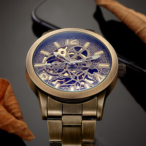 Men watch Fashion Casual Bronze Retro Hollow luminous Mechanical Automatic men Watch SH54