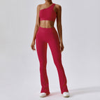 New Leisure Sports Yoga women Suit Thread Wide Leg Micro Horn Pilates Back Fitness running yoga Suit Set TZ8056-6 TZ8056-7