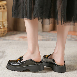 University style leather shoes 2022 women's single spring and autumn leather shoes round head thick heels office lady easy match shoes 668-1