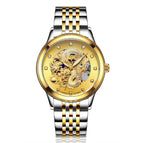 LAOGESHI dragon and phoenix steel strap couple watch mechanical hollow luminous waterproof watch automatic mechanical watch