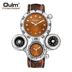 Oulm Ouli Men's Watch Compass multifunctional sports Watch leahter Casual Quartz Watch 1149