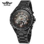 Winner Men's Personality Fashionable Golden All-Steel Hollow Automatic Mechanical men Watch SLZ46