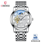 CHENXI Watch Men's Mechanical Watch Moon Phase New Butterfly Clasp Steel Automatic Mechanical Watch 8859