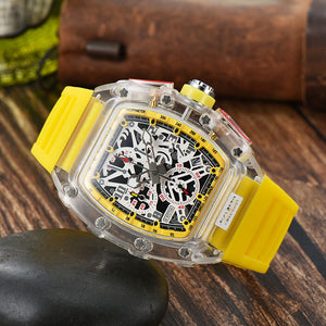 Watch for men Richard Hot Sale Six-Pin Watch Transparent Hollow Luminous Student Sports Waterproof Quartz Watch 1034