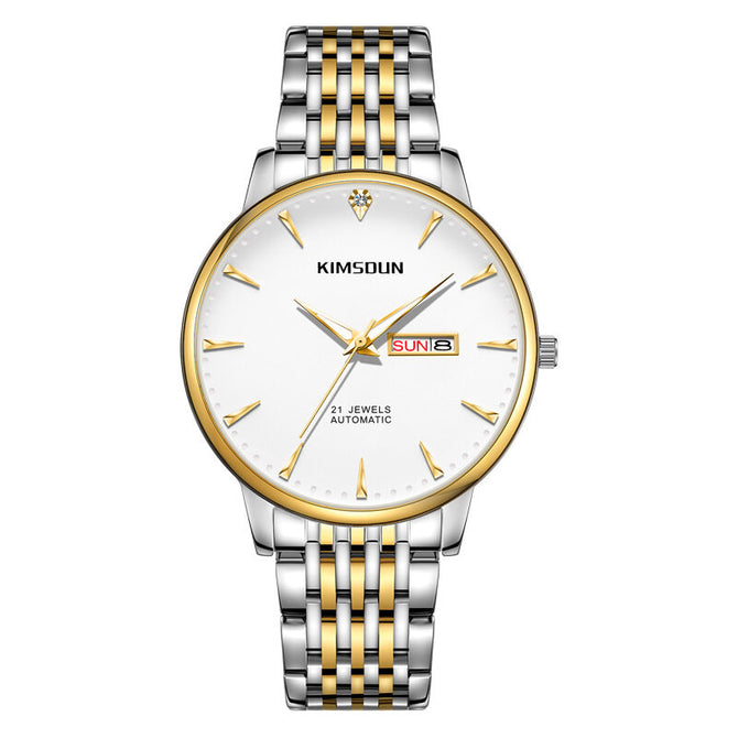 KIMSDUN high-end business men's watch stainless steel double calendar luminous waterproof automatic mechanical watch K-1802A
