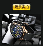 Megir watch men's fashion blue timing leather watch sports quartz watch 2135