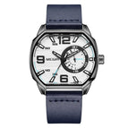 New megir men's watch innovative square sports watch waterproof luminous leather men's watch 2201