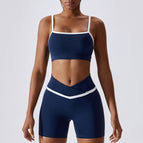 Stitching Contrast Color Yoga Clothes Skinny Running Sports Quick-Drying Fitness Yoga Wear Two-Piece Set Female 8007