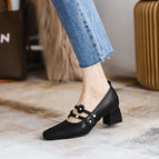 2022 new soft Mary Jane shoes pumps women's thick heel Korean soft leather shoes women's 616-9