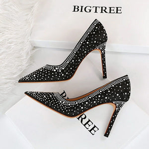 1938-1 Ladies shoes super high-heeled shallow pointy high-heeled shoes women's shoes office lady single shoes