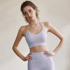 Women Yoga Sports Bra Temperament Back Gathering Running Vest lady top 9815