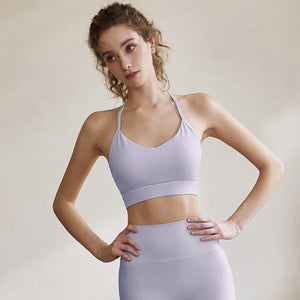 Women Yoga Sports Bra Temperament Back Gathering Running Vest lady top 9815